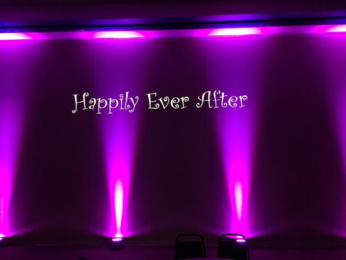 Purple Uplighting with Monogram